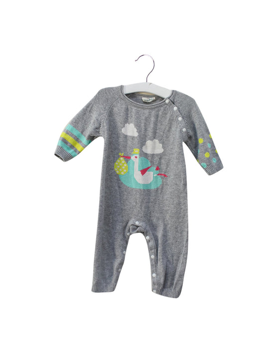 A Grey Long Sleeve Jumpsuits from CIGOGNE Bébé in size 3-6M for neutral. (Front View)
