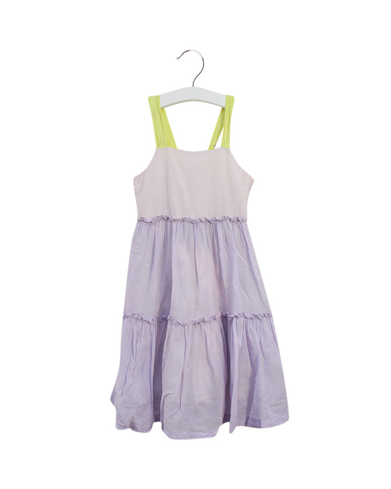 A Purple Sleeveless Dresses from Il Gufo in size 5T for girl. (Front View)