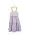 A Purple Sleeveless Dresses from Il Gufo in size 5T for girl. (Front View)