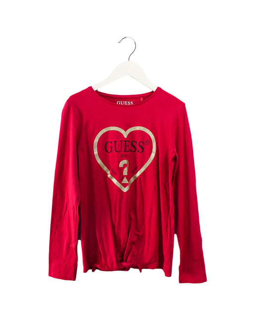 A Pink Long Sleeve Tops from Guess in size 12Y for girl. (Front View)