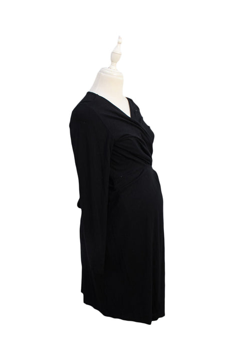 A Black Long Sleeve Dresses from Seraphine in size L for maternity. (Front View)