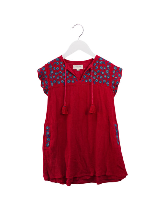 A Red Short Sleeve Dresses from Louis Louise in size 4T for girl. (Front View)