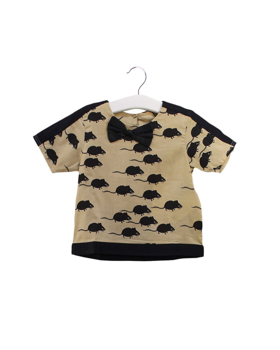 A Beige Short Sleeve Tops from Mini Rodini in size 12-18M for girl. (Front View)