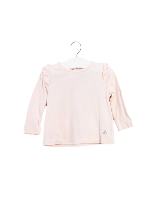 A Pink Long Sleeve Tops from Petit Bateau in size 6-12M for girl. (Front View)
