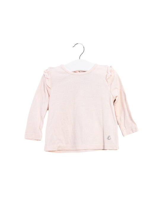 A Pink Long Sleeve Tops from Petit Bateau in size 6-12M for girl. (Front View)