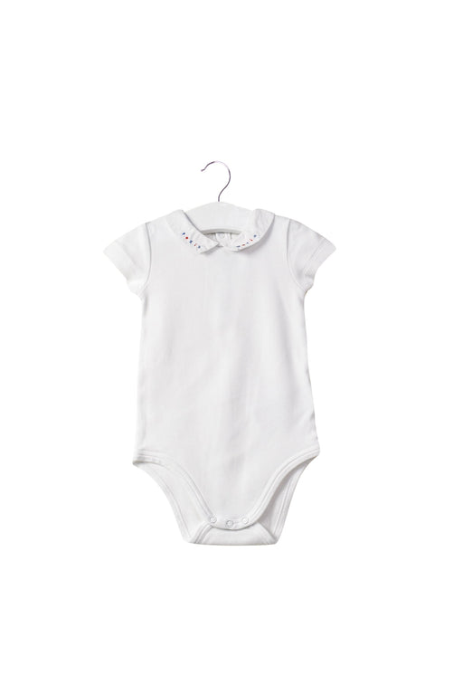 A White Short Sleeve Bodysuits from Jacadi in size 6-12M for girl. (Front View)
