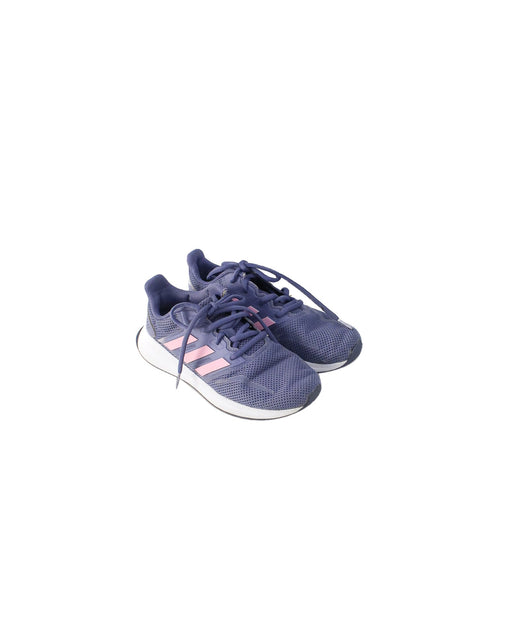 A Purple Sneakers from Adidas in size 7Y for girl. (Front View)