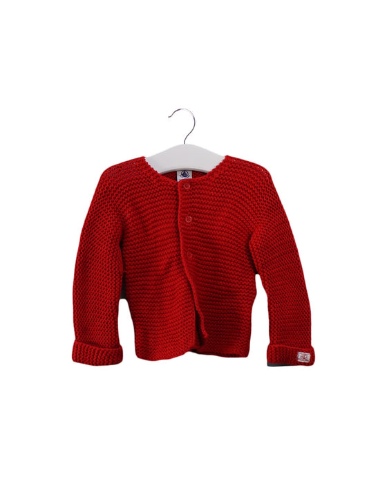 A Red Cardigans from Petit Bateau in size 6-12M for girl. (Front View)