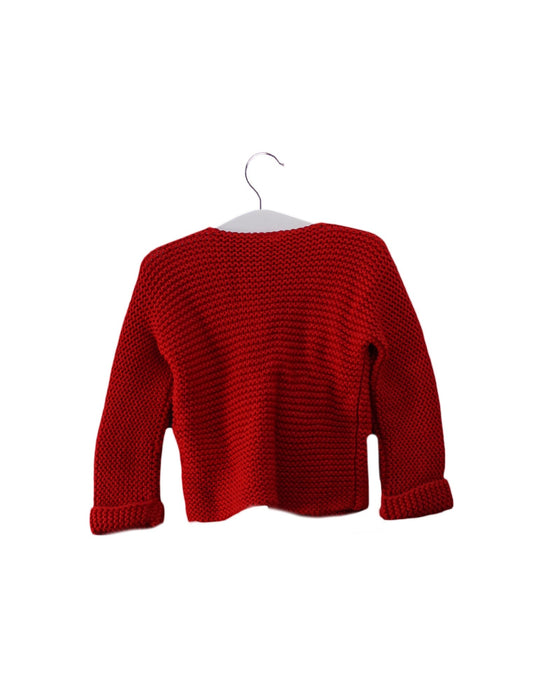 A Red Cardigans from Petit Bateau in size 6-12M for girl. (Back View)