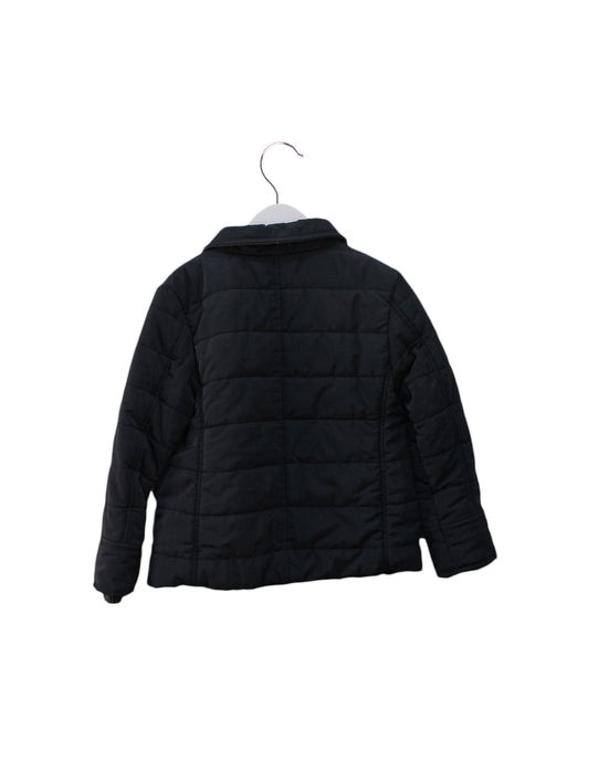 A Black Puffer/Quilted Jackets from Monnalisa in size 6T for girl. (Back View)
