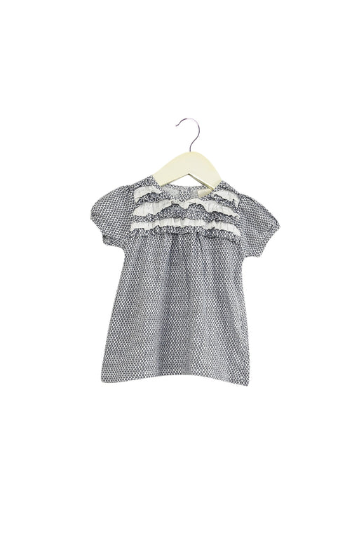 A Navy Short Sleeve Tops from Seed in size 3-6M for girl. (Front View)