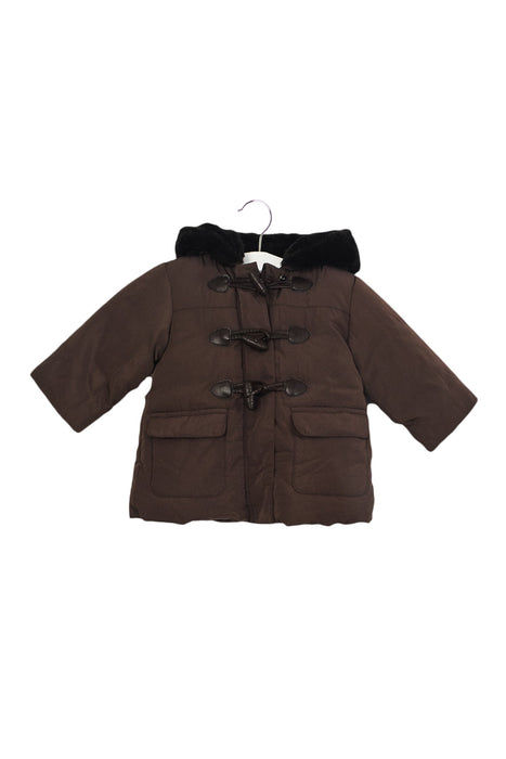 A Brown Puffer/Quilted Jackets from Jacadi in size 6-12M for neutral. (Front View)