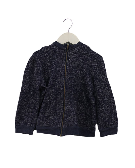 A Navy Zippered Sweatshirts from Siaomimi in size 5T for boy. (Front View)