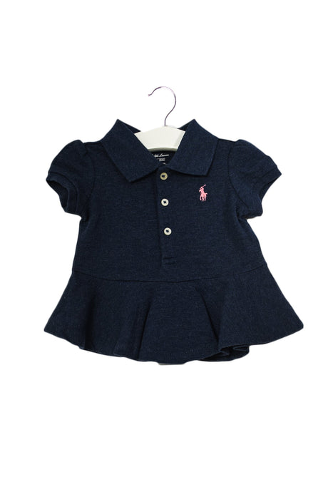 A Navy Short Sleeve Polos from Ralph Lauren in size 0-3M for girl. (Front View)