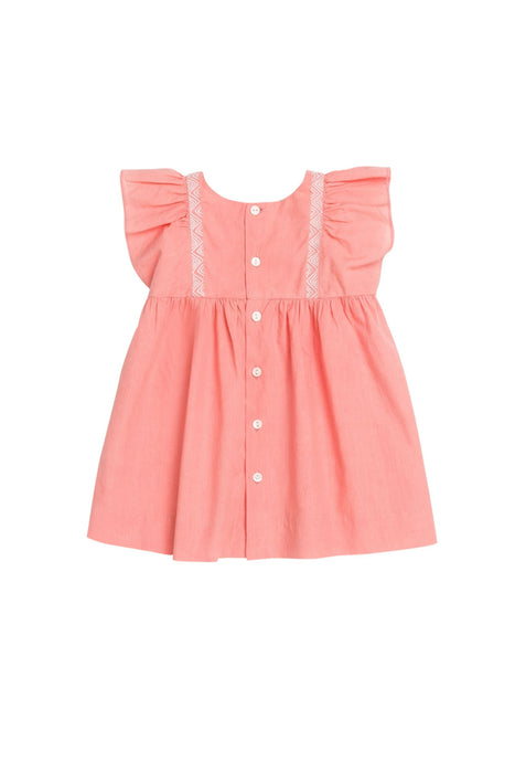 A Pink Short Sleeve Dresses from Bonpoint in size 3-6M for girl. (Back View)