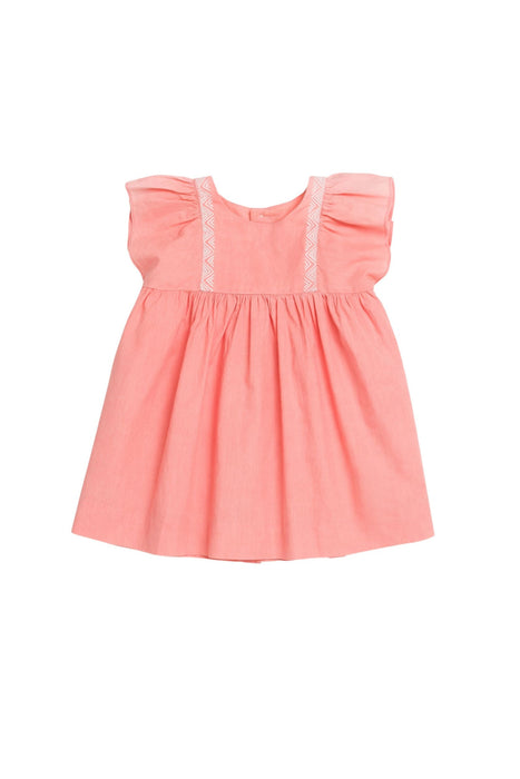 A Pink Short Sleeve Dresses from Bonpoint in size 3-6M for girl. (Front View)