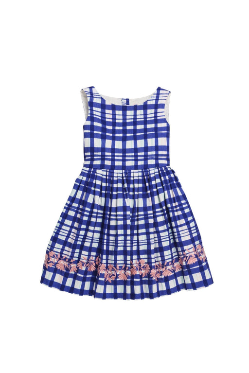 A Blue Sleeveless Dresses from Bonpoint in size 4T for girl. (Front View)