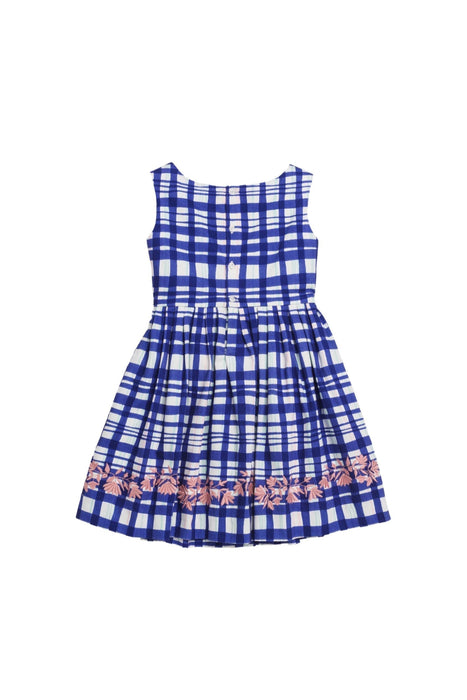 A Blue Sleeveless Dresses from Bonpoint in size 4T for girl. (Back View)