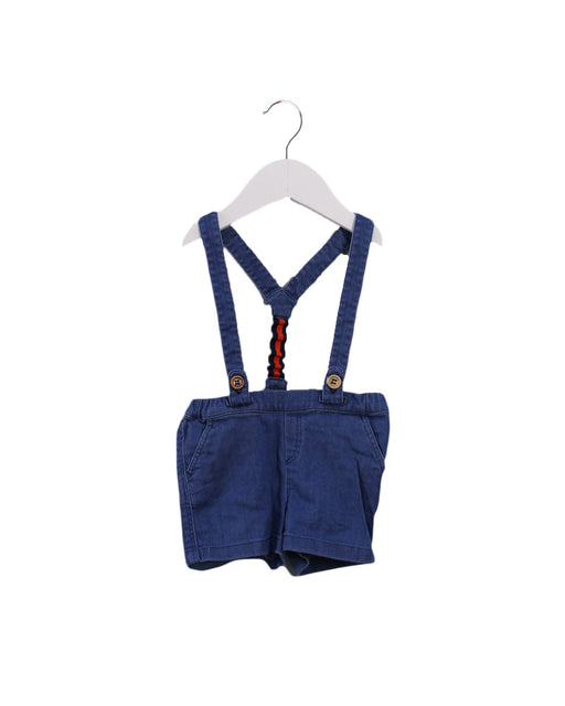 A Blue Overall Shorts from Nanos in size 6-12M for boy. (Front View)