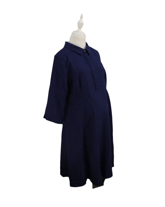 A Navy Long Sleeve Dresses from Seraphine in size M for maternity. (Front View)