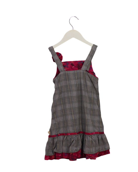 A Grey Sleeveless Dresses from La Compagnie des Petits in size 5T for girl. (Back View)