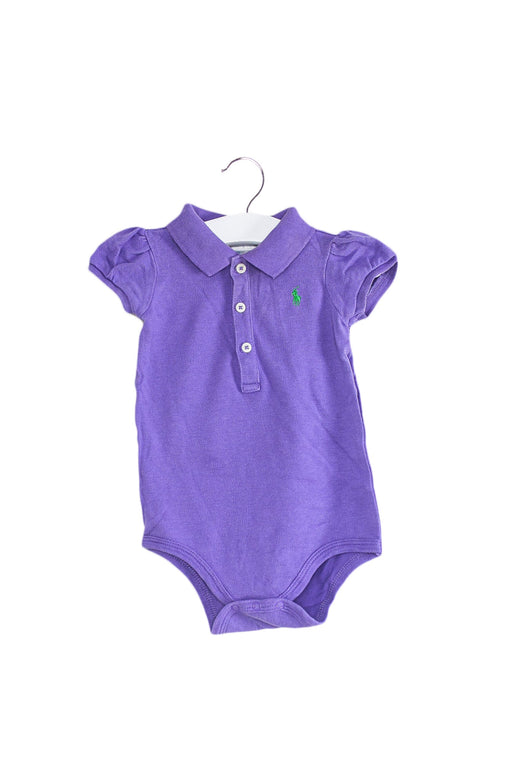 A Purple Short Sleeve Bodysuits from Ralph Lauren in size 3-6M for girl. (Front View)