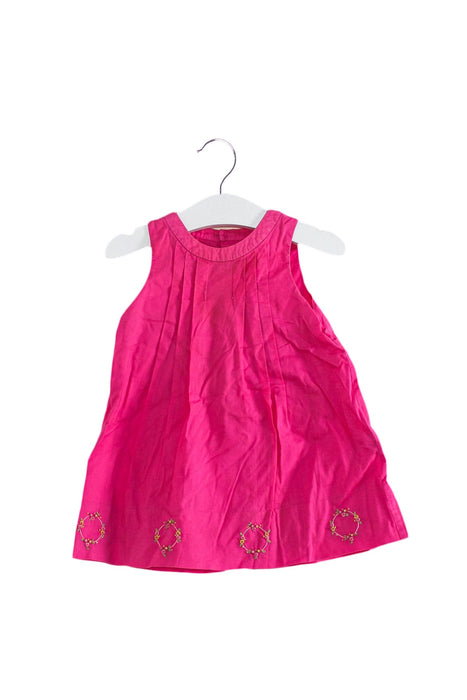 A Pink Sleeveless Dresses from Jacadi in size 6-12M for girl. (Front View)