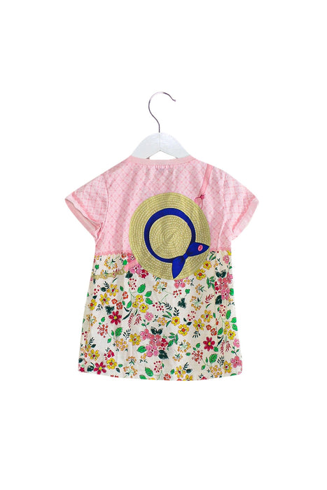 A Pink Short Sleeve T Shirts from Miki House in size 4T for girl. (Back View)