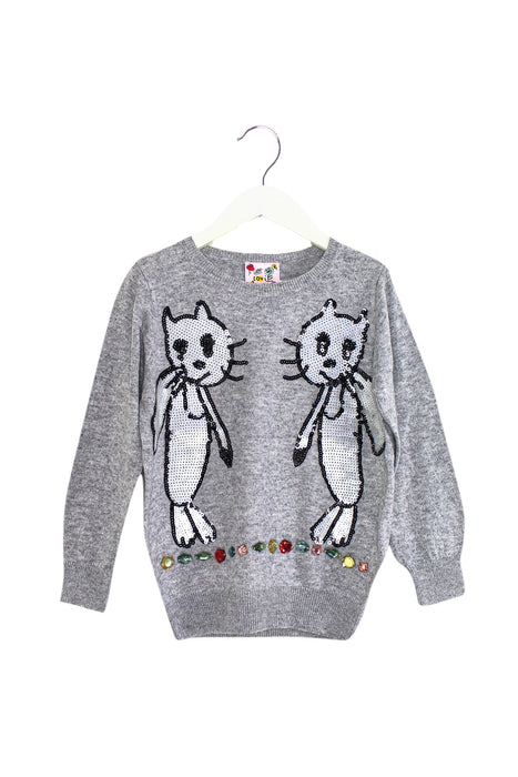 A Grey Knit Sweaters from Lovie by Mary J in size 5T for girl. (Front View)