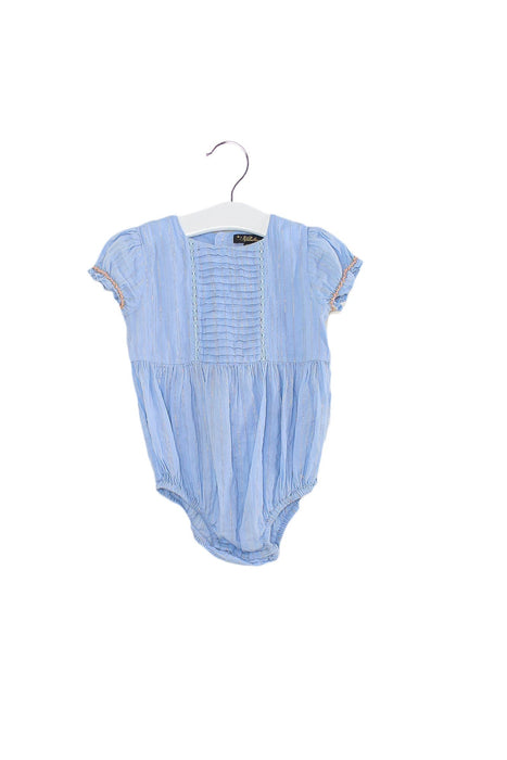 A Blue Short Sleeve Bodysuits from Velveteen in size 2T for girl. (Front View)