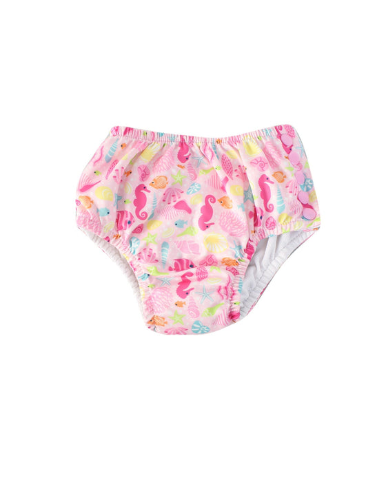 A Pink Swim Diapers from i play in size 3T for girl. (Front View)