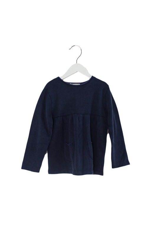 A Navy Long Sleeve Tops from Bonpoint in size 6T for girl. (Front View)