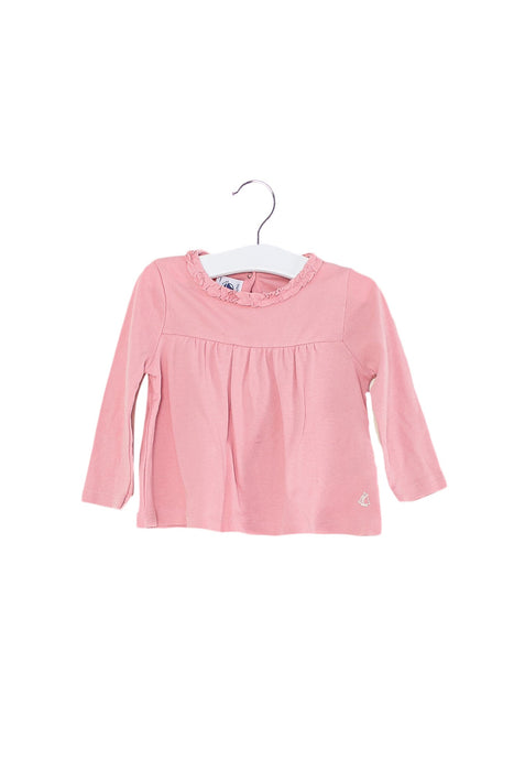 A Pink Long Sleeve Tops from Petit Bateau in size 6-12M for girl. (Front View)