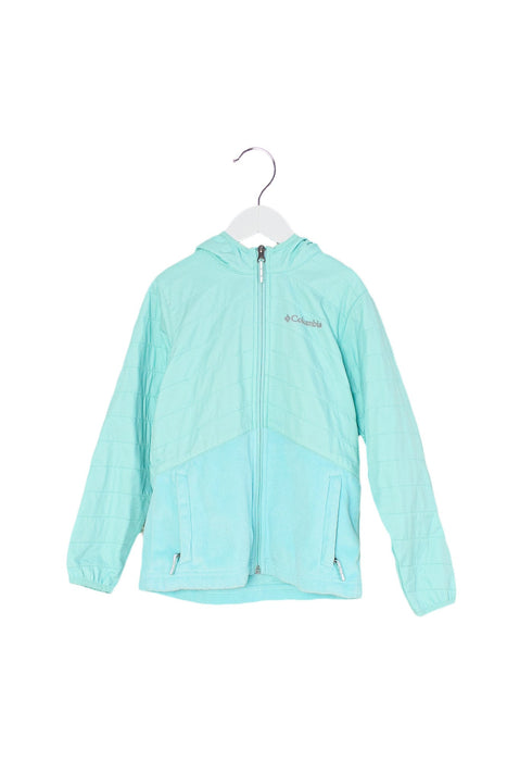 A Teal Puffer/Quilted Jackets from Columbia in size S for girl. (Front View)