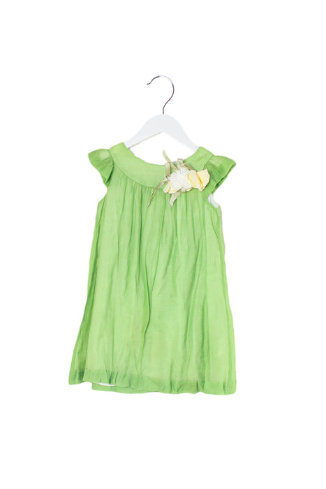 A Green Short Sleeve Dresses from Kingkow in size 6T for girl. (Front View)