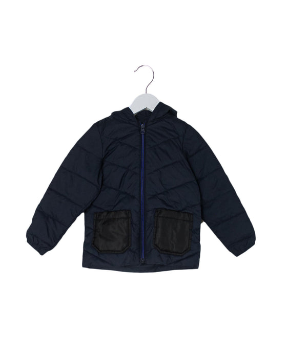 A Navy Puffer/Quilted Jackets from Galeries Lafayette in size 4T for girl. (Front View)