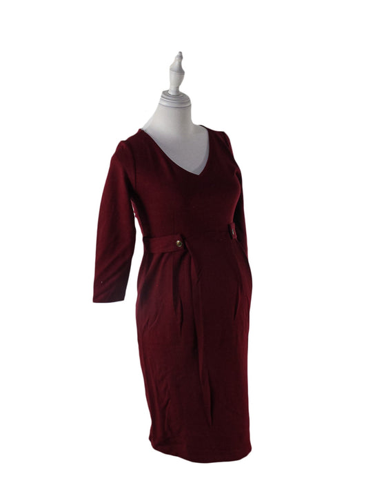 A Burgundy Long Sleeve Dresses from Isabella Oliver in size S for maternity. (Front View)