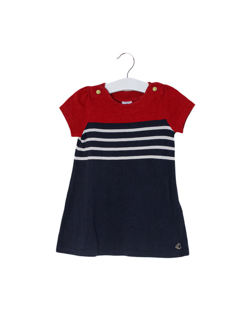 A Navy Short Sleeve Dresses from Petit Bateau in size 6-12M for girl. (Front View)