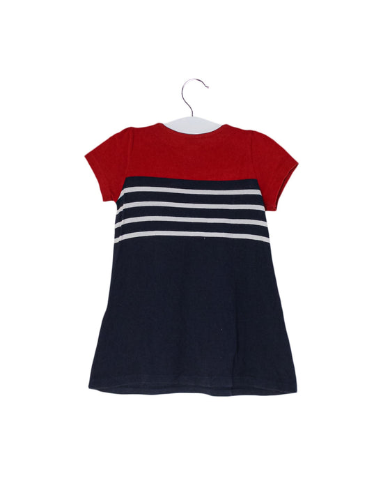 A Navy Short Sleeve Dresses from Petit Bateau in size 6-12M for girl. (Back View)