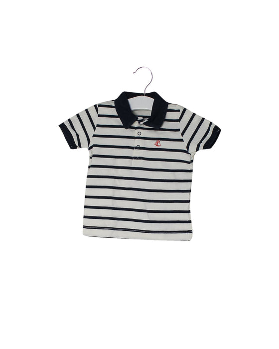 A Navy Short Sleeve Polos from Petit Bateau in size 12-18M for boy. (Front View)