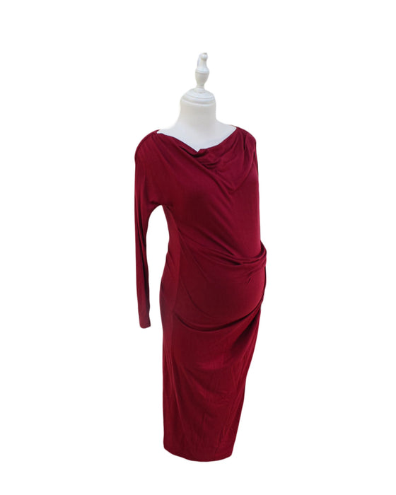 A Burgundy Long Sleeve Dresses from Mayarya in size S for maternity. (Front View)