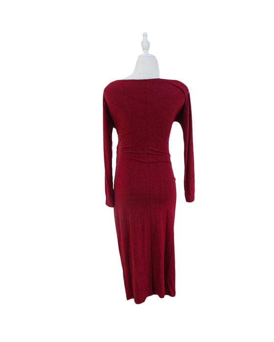 A Burgundy Long Sleeve Dresses from Mayarya in size S for maternity. (Back View)