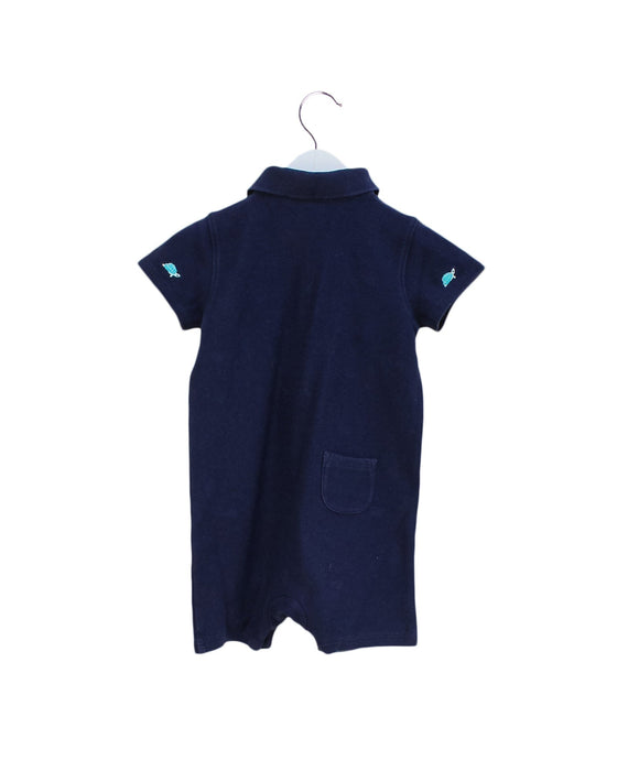 A Navy Short Sleeve Rompers from Janie & Jack in size 6-12M for boy. (Back View)