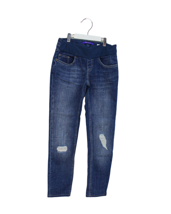 A Blue Jeans from Seraphine in size S for maternity. (Front View)