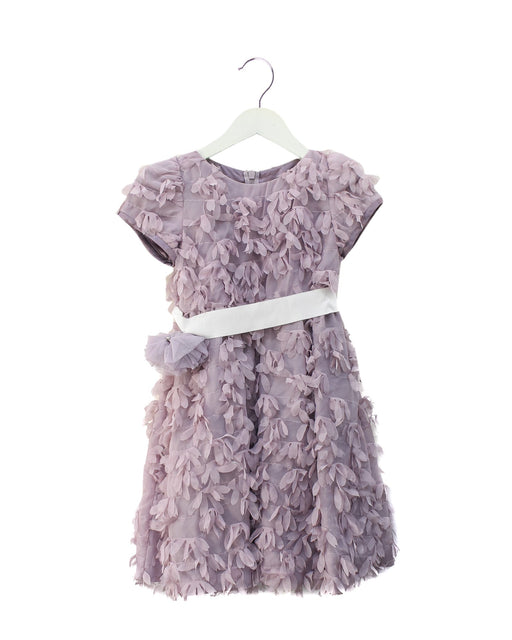 A Purple Short Sleeve Dresses from Dorian Ho in size 6T for girl. (Front View)