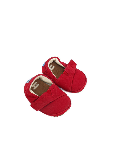 A Red Slip Ons from Toms in size 12-18M for neutral. (Front View)