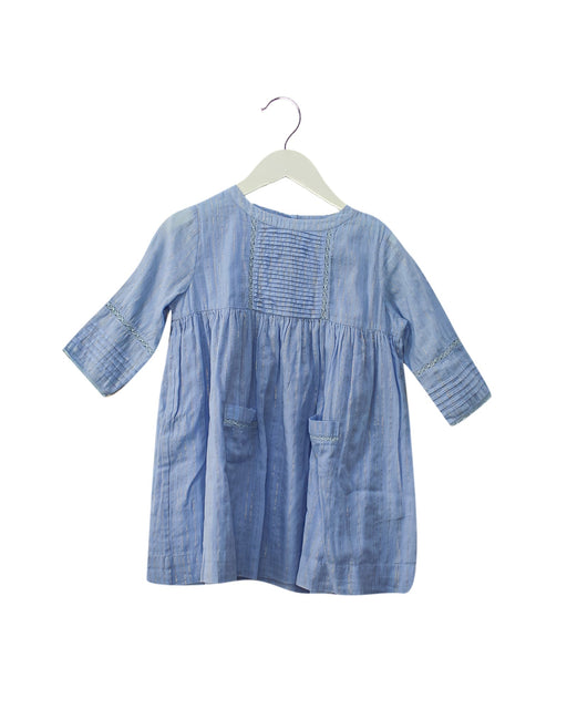 A Blue Long Sleeve Dresses from Velveteen in size 4T for girl. (Front View)