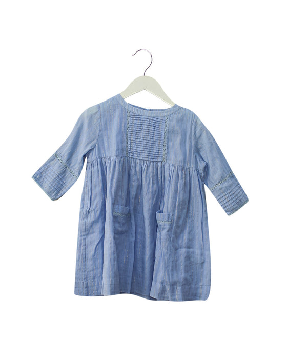 A Blue Long Sleeve Dresses from Velveteen in size 4T for girl. (Front View)