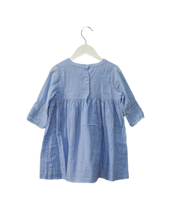 A Blue Long Sleeve Dresses from Velveteen in size 4T for girl. (Back View)