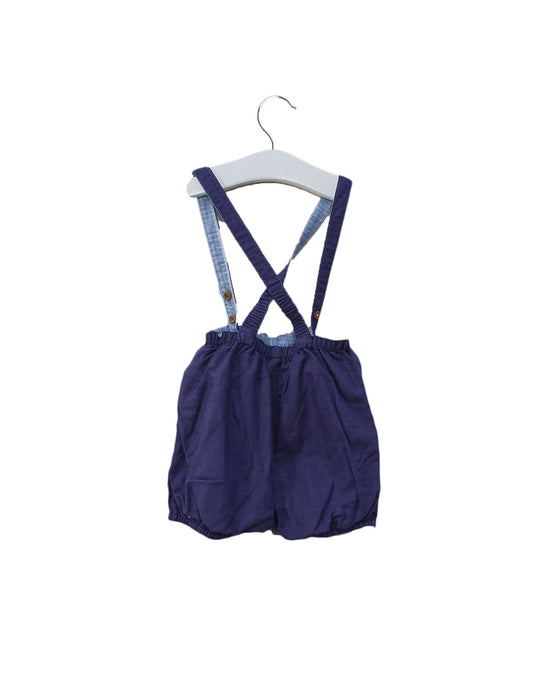 A Blue Overall Shorts from Cyrillus in size 12-18M for boy. (Back View)